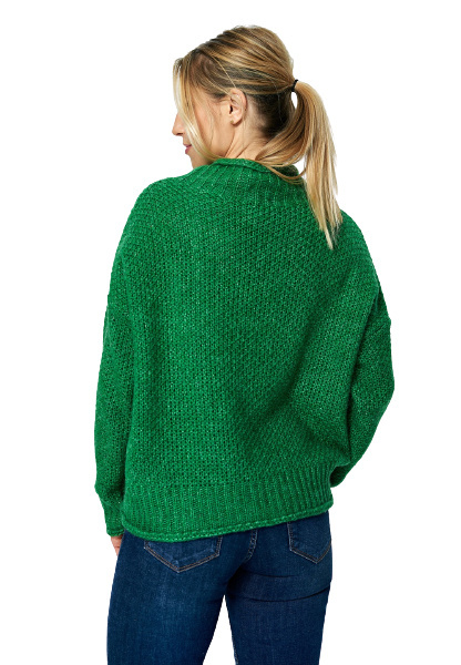 Sweter damski długi bez zapięcia z kimonowym rekawem zielony